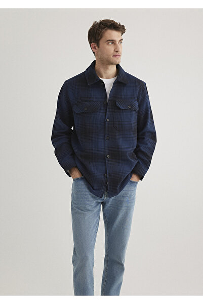 Mavi Kareli Lacivert Gömlek Loose Fit / Bol Rahat Kesim 0211332-89071