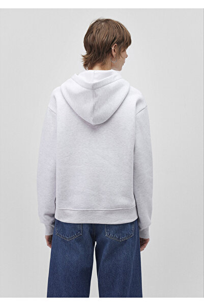 Mavi Kapüşonlu Açık Gri Basic Sweatshirt 167299-85438