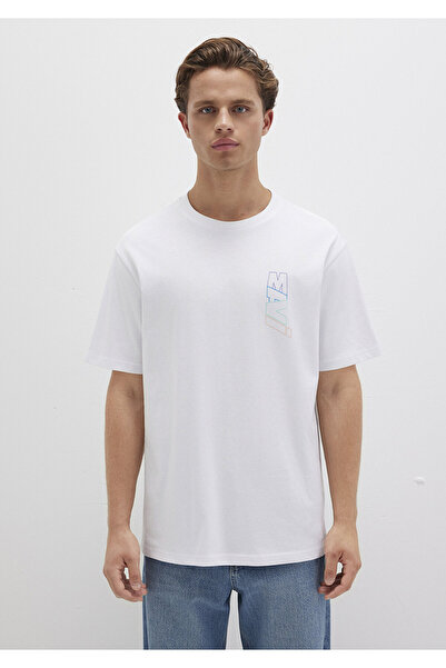 Mavi Logo Sırt Baskılı Beyaz Tişört Loose Fit / Bol Rahat Kesim 0612350-620