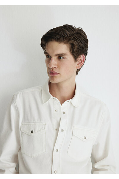 Mavi Ежедневна дънкова риза Ted в цвят екрю Slim Fit / Slim Fit0210909-86620