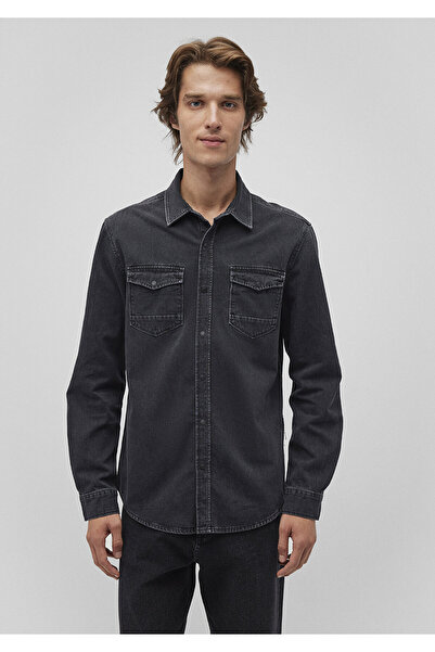 Mavi Rio Casual Antrasit Vintage Jean Gömlek Fitted / Vücuda Oturan Kesim 0295785223