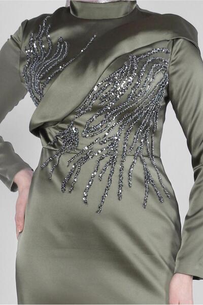 Alvina PUL PAYET İŞLEMELİ SATEN ABİYE ELBİSE 50361