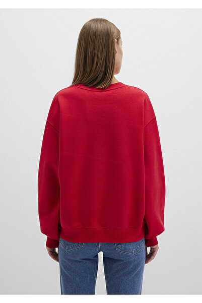 Mavi Bisiklet Yaka Kırmızı Basic Sweatshirt 1610198-80791