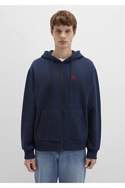 Mavi Logolu Kapüşonlu Fermuarlı Lacivert Sweatshirt 066979-70490
