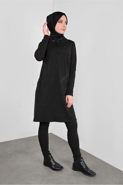 Alvina Hooded Mesh Detailed Tunic 41307