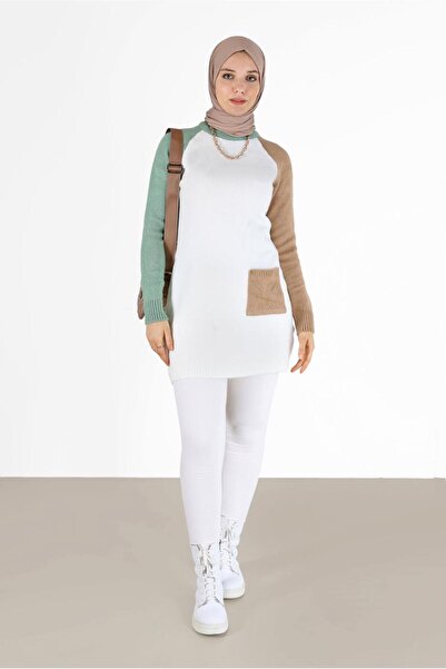 Alvina TRI-COLOR POCKET DETAILED KNITWEAR TUNIC 42053