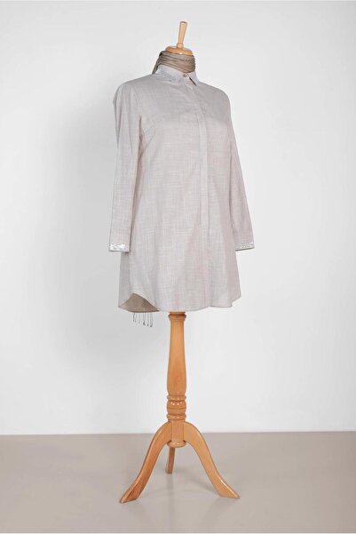 Alvina Sequin Detailed Hidden Button Tunic 2886 - Cuff and Collar