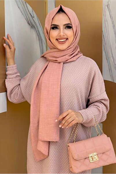 TRENDTESETTÜR Γυναικείο μακρύ πλεκτό τούνικ σε πούδρα - T 51222