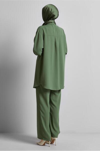 Alvina Shirt Collar Pants Suit 45418