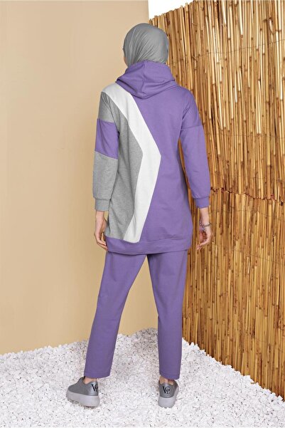 TRENDTESETTÜR Women's Purple Three Color Trousers Tracksuit 3555