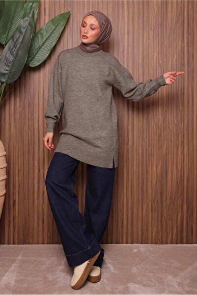 TRENDTESETTÜR Women's Brown (Soil) Knitwear Tunic t 0107