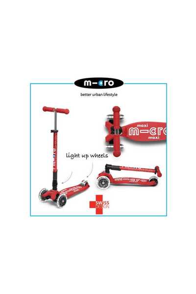 Micro Maxi Deluxe Foldable Red (Led) Scooter MMD098
