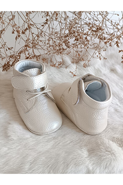 Hodore Briza Cream Genuine Leather Velcro Baby Boots