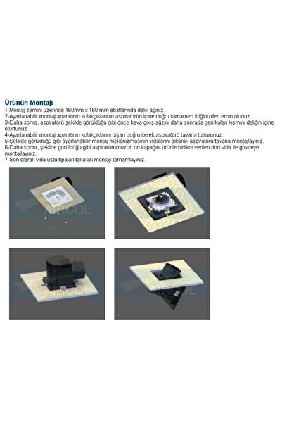 Aircol Spring Tavan Tipi Fan / Aspiratör 100 m³/h