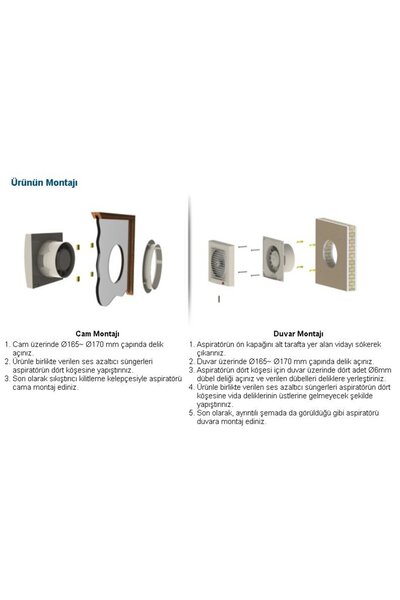 Aircol 150lik Panjurlu Tuvalet, Wc ve Banyo Fanı / Aspiratörü 300 m³/h - 150 MP