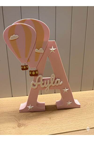 Elhara Design Kişiye Özel Balon ve Yıldız Süslemeli İsimlik Çocuk Odası Dekor...