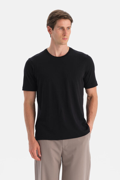 Dagi Чорна футболка з круглим вирізом і короткими рукавами