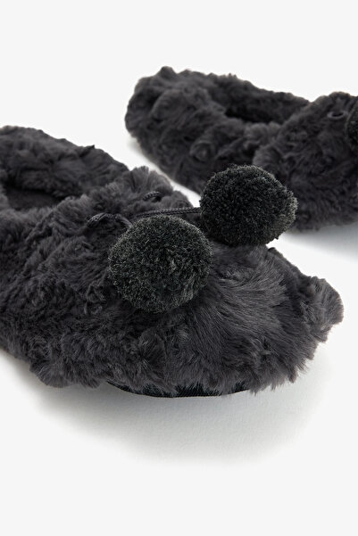 Penti Gri Cozy Ponponlu Ev Patiği