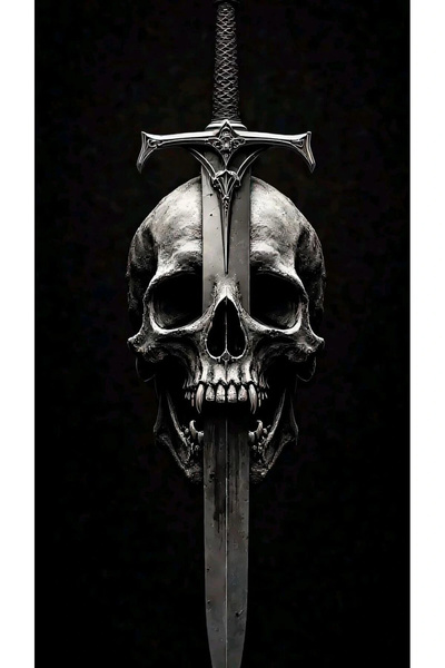 aydın garage Kuru Kafa Kılıç Kapı Direk Kaplama Folyosu BASKILI STİCKER Sağ-S...