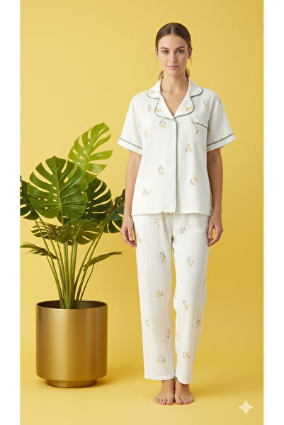 BAMBUTKİDS طقم بيجامة نسائية بأكمام قصيرة وياقة قميص من Pinterest - موسمي بيجامات نسائية - نطاق واسع من المقاسات