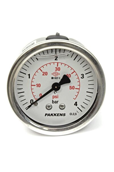 Pakkens 0-4 Bar 63 mm Arkadan Bağlantılı Gliserinli Manometre G 1/4 inç