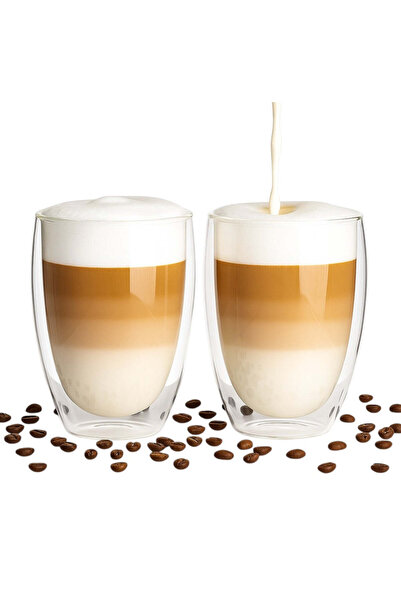 Köken Set de 2 căni termorezistente cu pereți dubli, 300 ml, sticlă borosilicată, transparente, design modern