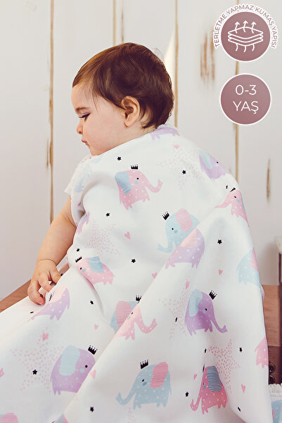 HAMUR Fluffy Bebek Battaniyesi 80x100 Cm Elephant Kundak Puset Çift Taraflı Koyun Tüyü Battaniye 100x80