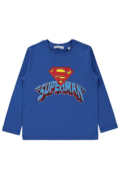 Superman Baskılı 10-13 Yaş Sweatshirt - Mavi10-11 Yaş