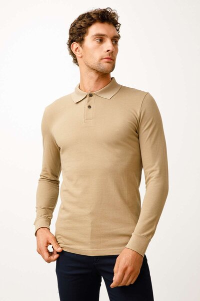 İgs Мъжка блуза с поло яка и копчета Taba