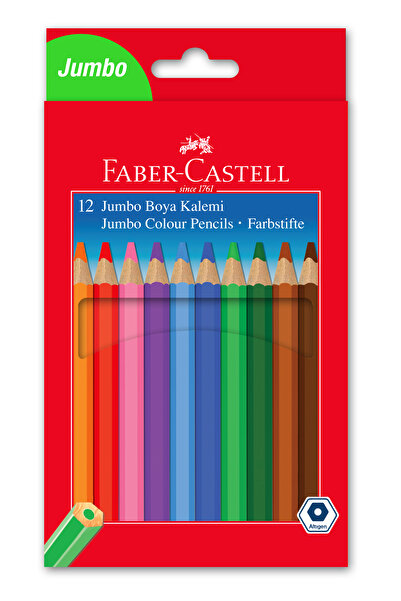 Faber Castell أقلام تلوين جامبو، 12 لونًا، تصميم مريح، جودة عالية، اختيار مقاوم للكسر، ألوان نابضة بالحياة