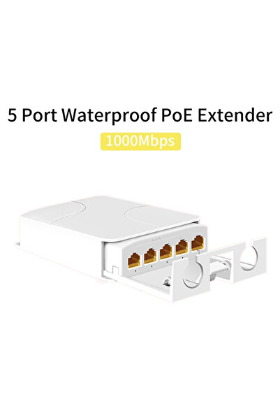 Choice موسع نطاق POE مقاوم للماء بخمسة منافذ 1000 متر ومكرر بأربعة منافذ 100/1000 ميجابايت في الثانية للشبكة الخارجية IP55 VLAN 44-57 فولت