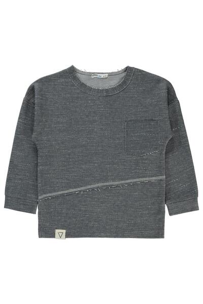 Civil Boys Düz Cepli 6-9 Yaş Sweatshirt - Gri 9-10 Yaş