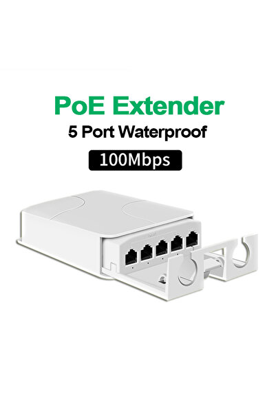 Choice موسع نطاق POE 100 متر 5 منافذ مقاوم للماء مع 4 منافذ مكرر 100/1000 ميجابايت في الثانية شبكة خارجية IP55 VLAN 44-57 فولت