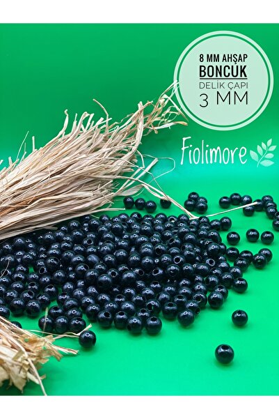 Fiolimore Μαύρες ξύλινες χάντρες 8 χιλιοστών (175 τεμάχια) Διάμετρος τρύπας 3...