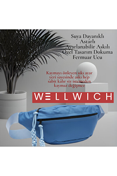 wellwich حقيبة كروس باللون الأزرق، حقيبة خصر، حقيبة رياضية، خفيفة للغاية، قما...