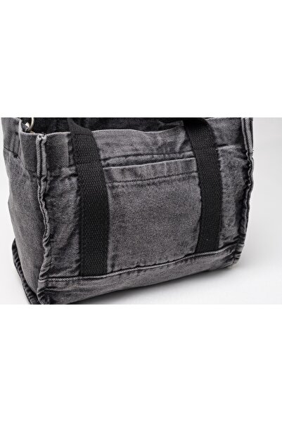 ICONE BAG Icone Denim Washable Tote Anthracite Hand and Shoulder Bag, Denim Bag
