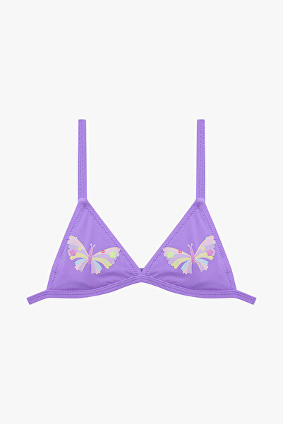 Penti Lila Kız Çocuk Butterfly Fırfırlı Üçgen Bikini Takım