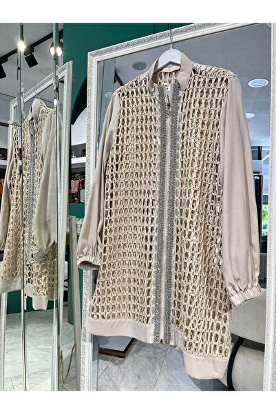 MERAM BUTİK Selinada File Jacket - Beige - 44