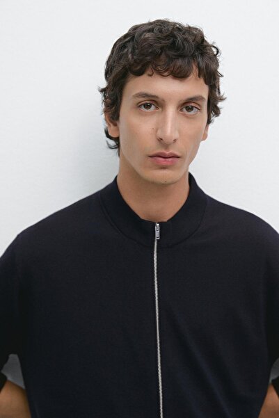 Massimo Dutti %100 merinos yünü fermuarlı triko hırka