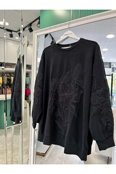 MERAM BUTİK قماش كابرا محبوك مطرز بالحمض النووي - أسود - 2