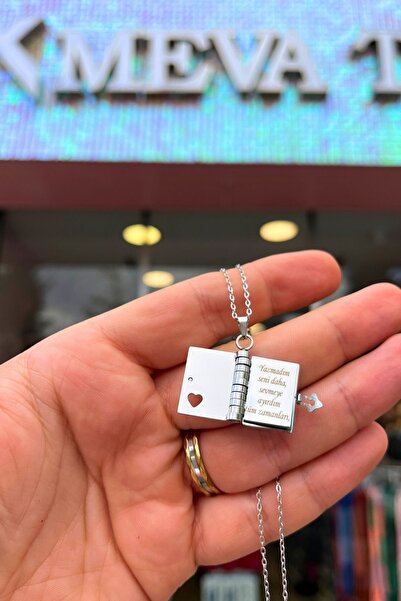 Meva Takı ve Aksesuar قلادة كتاب قصيدة بتصميم خاص للحبيب (لم أكتب لك أكثر...)