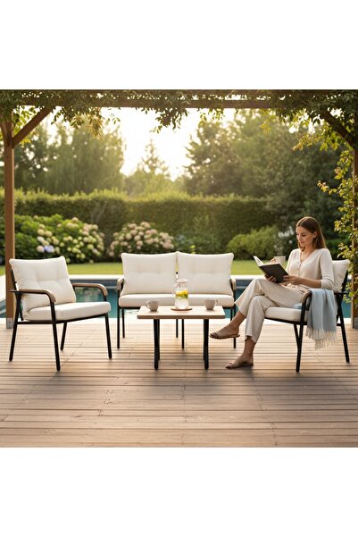 Tu Tienda KÖYCEĞİZ 2+1+1+SEHPA(50*75) BAHÇE BALKON MUTFAK TAKIMI,KREM
