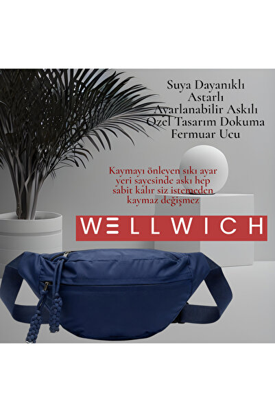 wellwich Lacivert Çapraz Çanta Bel Çantası Spor Çantası Ultra Hafif Oxford Ku...