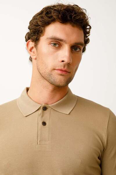 İgs Мъжка блуза с поло яка и копчета Taba