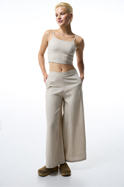 Penti Taş Rengi Luna Keten Crop Top Üst