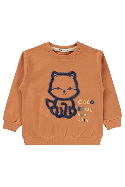 Civil Boys Kedi Nakışlı 2-5 Yaş Sweatshirt - Turuncu3-4 Yaş