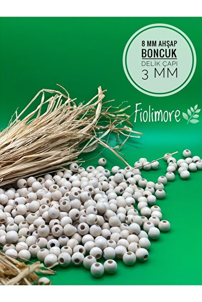 Fiolimore Mărgele din lemn brut de 8 mm (175 bucăți) Diametru gaură 3 mm Biju...