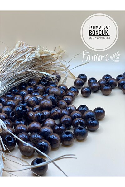 Fiolimore Mărgele din lemn maro de 17 mm (50 gr 32 bucăți) Diametru gaură lat...