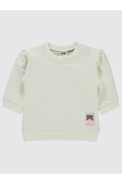 Civil Baby Basic Arma Etiketli 6-18 Ay Sweatshirt - Ekru 9-12 Ay