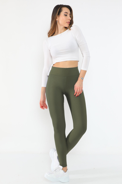 Alışveriş Sokağı Kışlık Polar Toparlayıcı Tayt Şardonlu Yüksek Bel